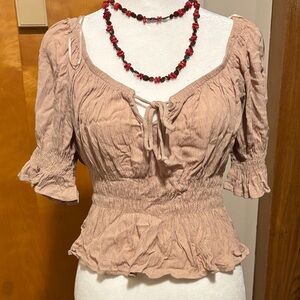 Ambiance Dusty Pink Smocked Blouse